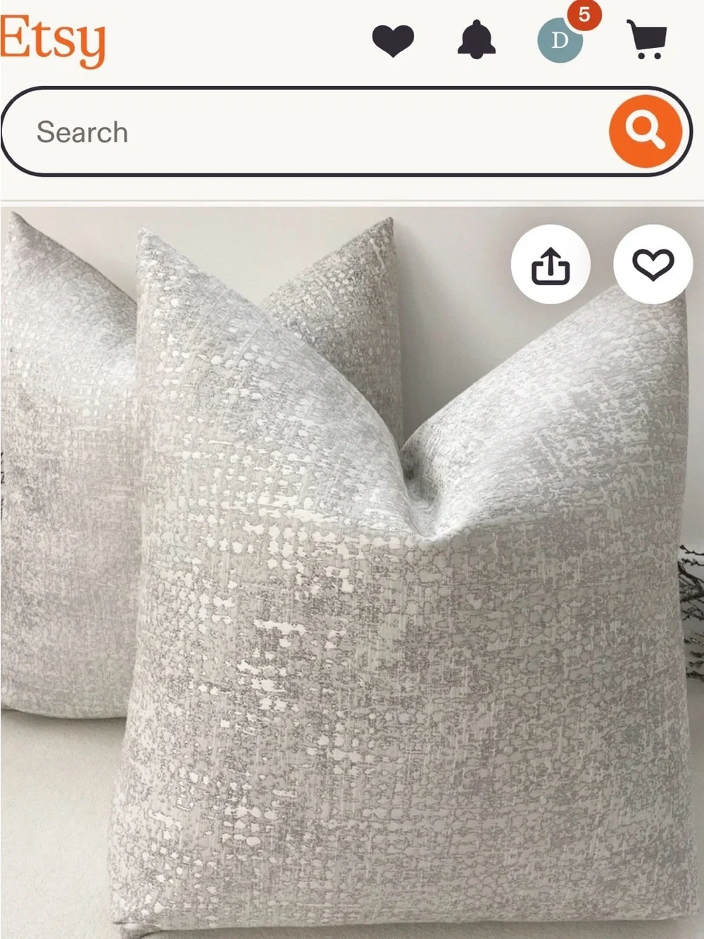 Luxury light Silver white Texture Effect Sheen Cushion Pillow Cover